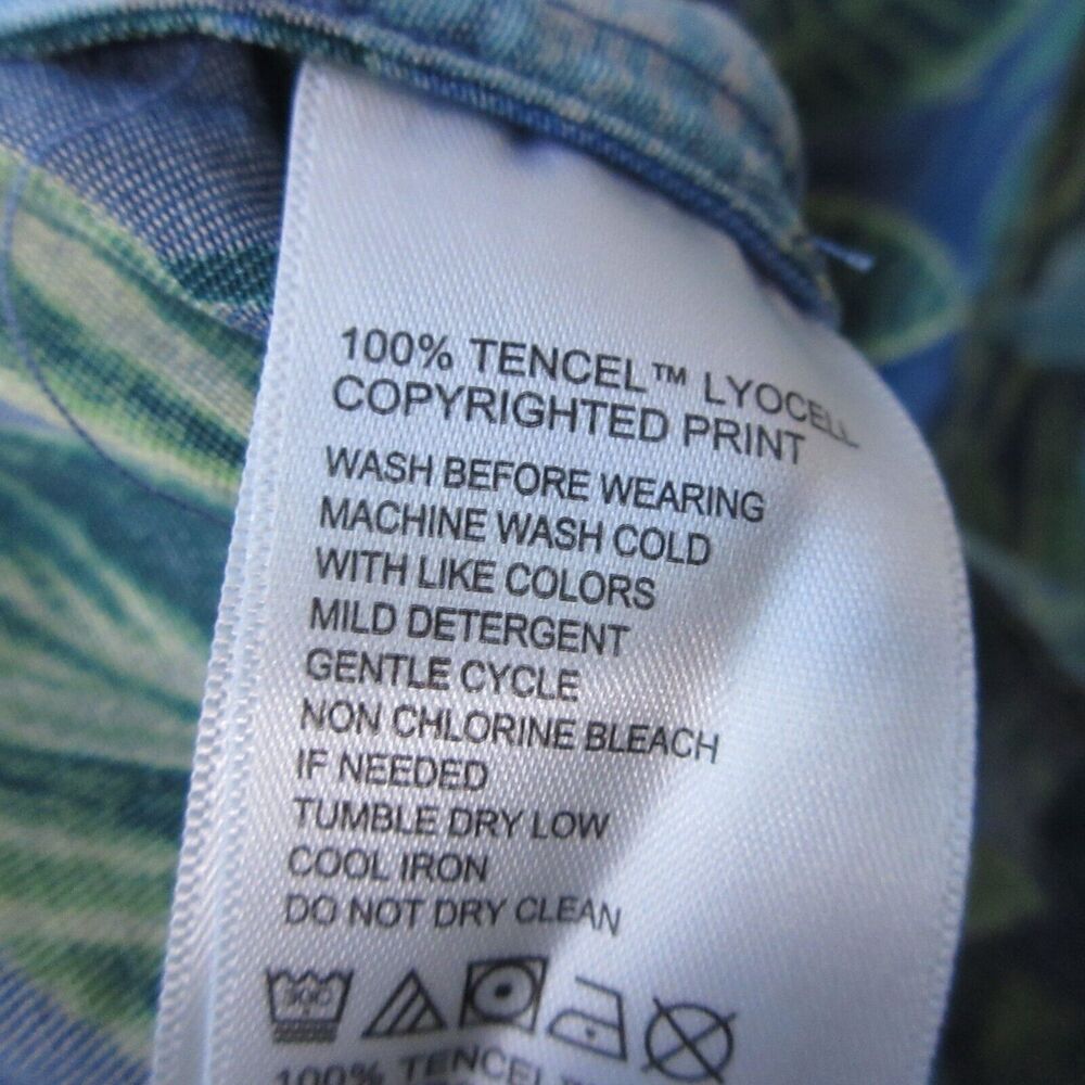 Tommy Bahama Dress XL Floral Shift Pockets Tencel Chambray Beach Vacation - Picture 5 of 10